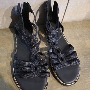 Chic Black Braided Sandals